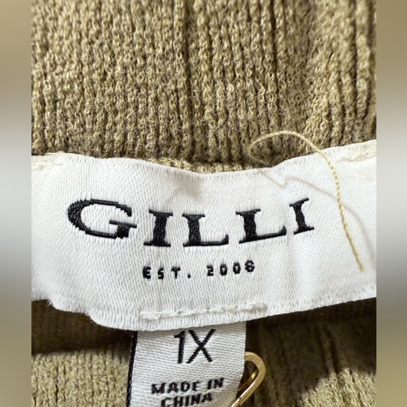 NWT Gilli women’s 1X twill wide leg soft flowy green wide leg cargo pants - Picture 3 of 4